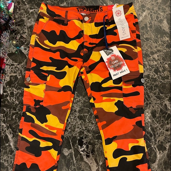 yellow and black camo pants